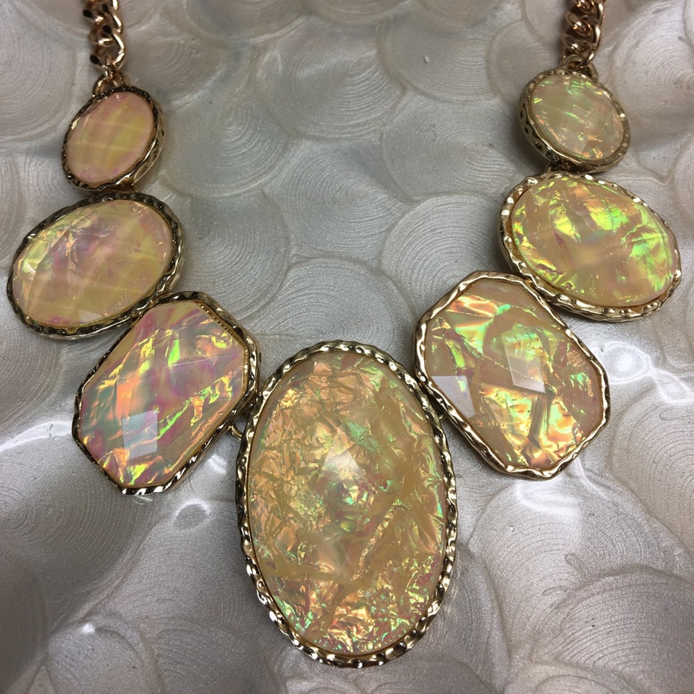 Gold & Pink Statement Gem Necklace